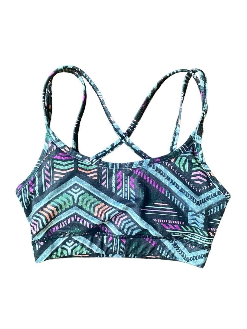Gaiam Black Patterned Stella Strappy Sports Bra XS